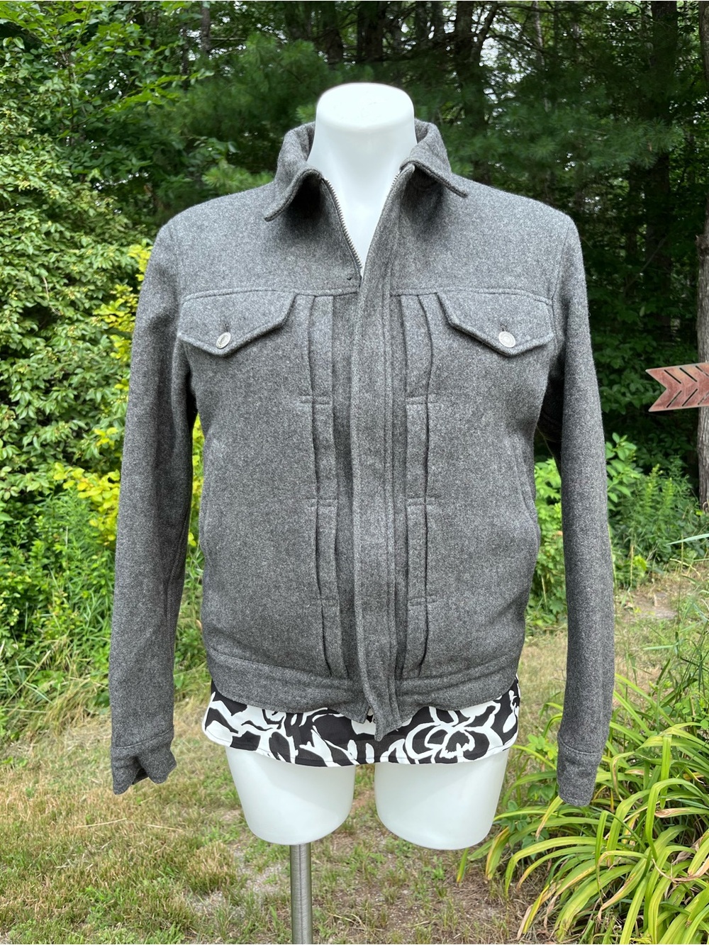 ABX Japanese made wool blend lined double  ended zipper gray jacket size M